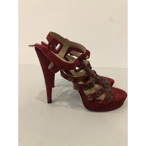 Stylish Red Valentino Strappy Heels with Gems - Picture 1 of 3